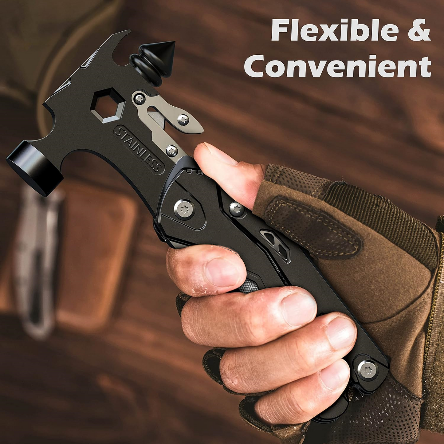 16-in-1 Industrial Grade Portable Hammer Multi Tool Aluminum OEM Hiking Folding Blades Screwdrivers Pliers Hunting EDC Cool