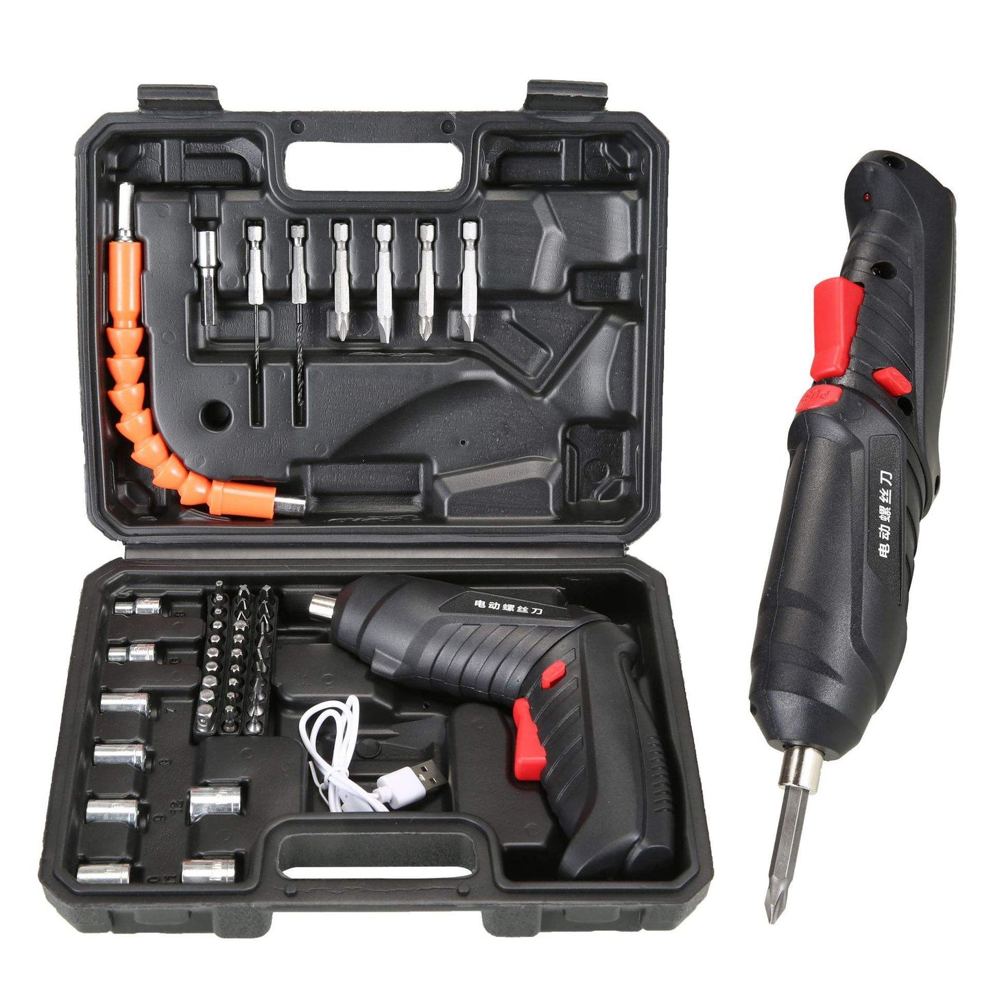 Multifunctional 45pcs Cordless Lithium-Ion Power Drill Driver and Screwdriver Set Industrial DIY Grade Battery Operated
