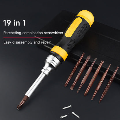 19 in 1 Multifunctional Ratchet Screwdriver Set, Ratchet Screwdriver Suitable for Home and Industry