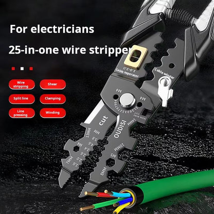 25 in 1 Multi-purpose High Carbon Steel Electrician's Wire Stripping Pliers Winding Cutting Pressure Wire Special Tools