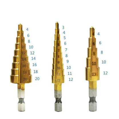 HSS 4241 Step Drill Bits Titanium Coated with Hexagon Shank Straight Groove Twist Drill