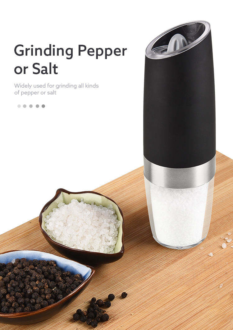 Wholesale Electric ABS Portable Gravity Salt Pepper Mill with LED Light Automatic Pepper Mill