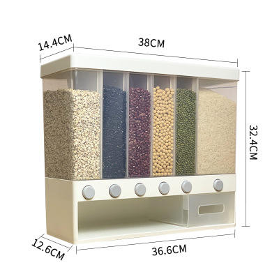 Kitchen Storage Tank Plastic Rice Bucket Dampproof Grain Separated Organizer Storage Box With Measurement
