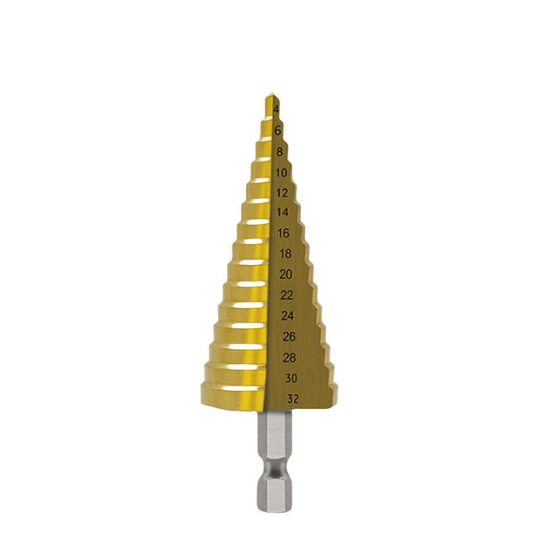 HSS 4241 Step Drill Bits Titanium Coated with Hexagon Shank Straight Groove Twist Drill