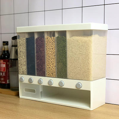 Kitchen Storage Tank Plastic Rice Bucket Dampproof Grain Separated Organizer Storage Box With Measurement