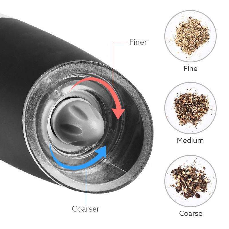 Wholesale Electric ABS Portable Gravity Salt Pepper Mill with LED Light Automatic Pepper Mill